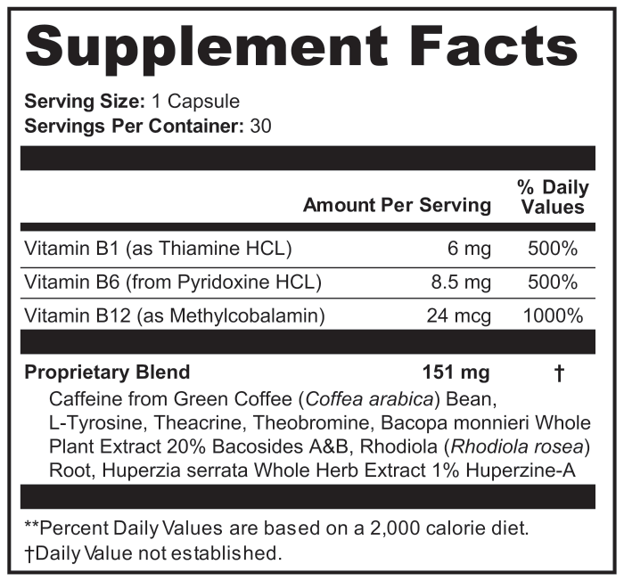 Supplement Facts for NeuroLift